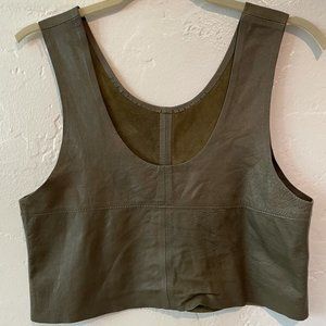 SIR the Label - Olive Green Buttery Leather Tank